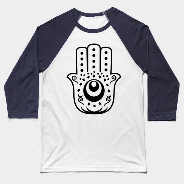 Hamsa Hand Evil Eye Baseball T-Shirt by livania